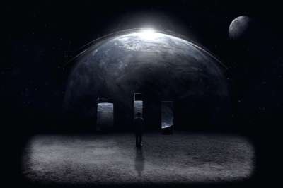 人类 黑暗 月亮 空间 简单 画画 极好的 行星 星星