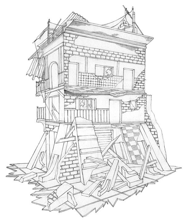 房子 废墟 画画 设计 破坏 建造