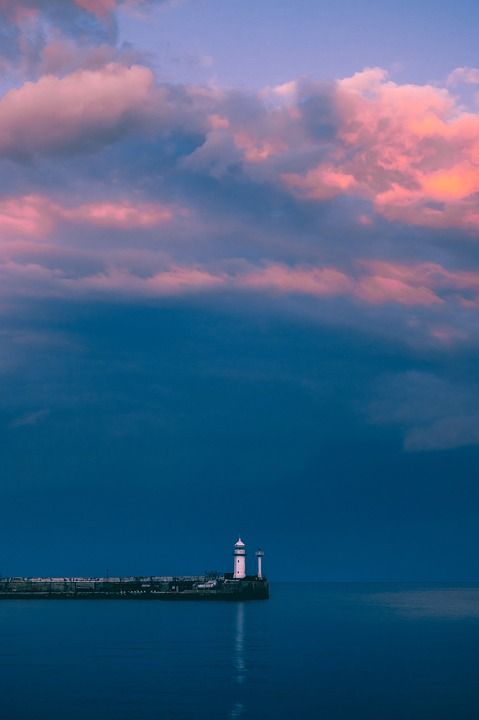 手机壁纸 灯塔 海岸 日落 云 自然 海 天空 户外 唯美壁纸