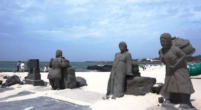 济州 济州岛 旅行 大自然 雕像 海洋 天空 岛 石头 海女