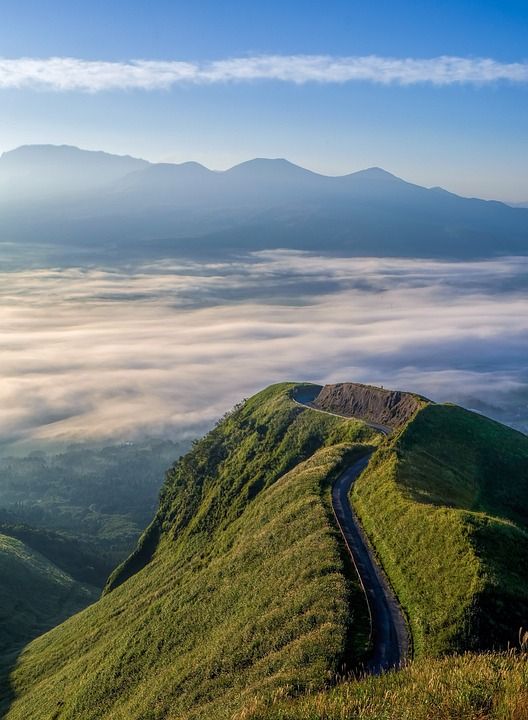 山 首脑 云 云海 山路 顶峰 风景 自然 火山口 朝日新闻
