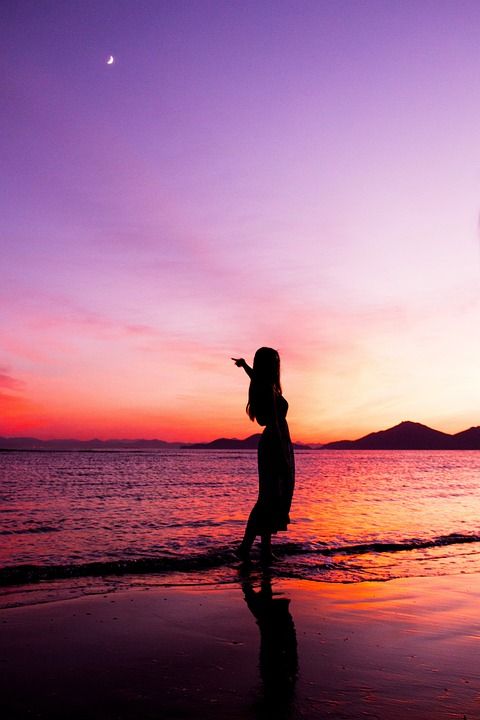 多大浦海滩 釜山海 海洋 海滩 女士 剪影 日落 黄昏 发光