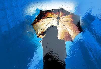 女士 女孩 雨 水 雨伞 湿 城市 字符 数字 侧影