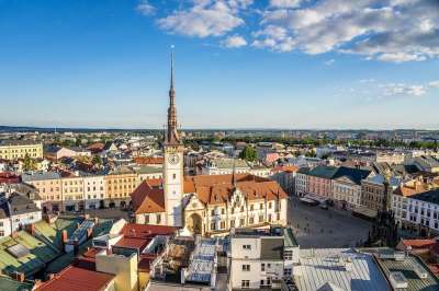 奥洛穆茨 捷克共和国 Cz 市政厅 小镇广场 城市 塔 历史中心