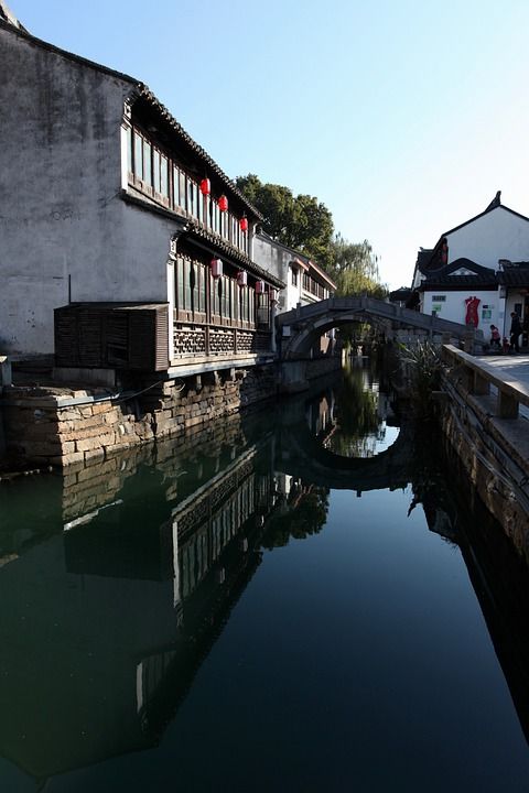 亚洲 旅行 旅游 运河 苏州 平江路 水镇 小桥