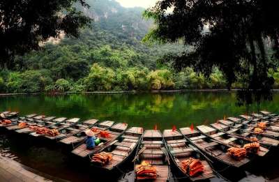 越南 船 救生衣 森林 丛林 树木 河 湖 景观 旅游 自然