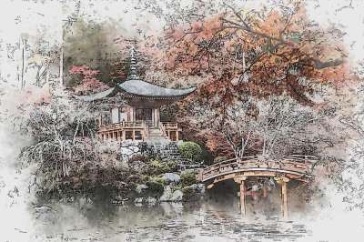 花园 日本 京都 亚洲 自然 植物 景观 公园 传统 宝塔