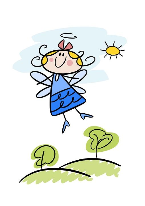 天使 孩子 女孩 数字 丰富多彩的 守护天使 卡通片 圣 翅膀