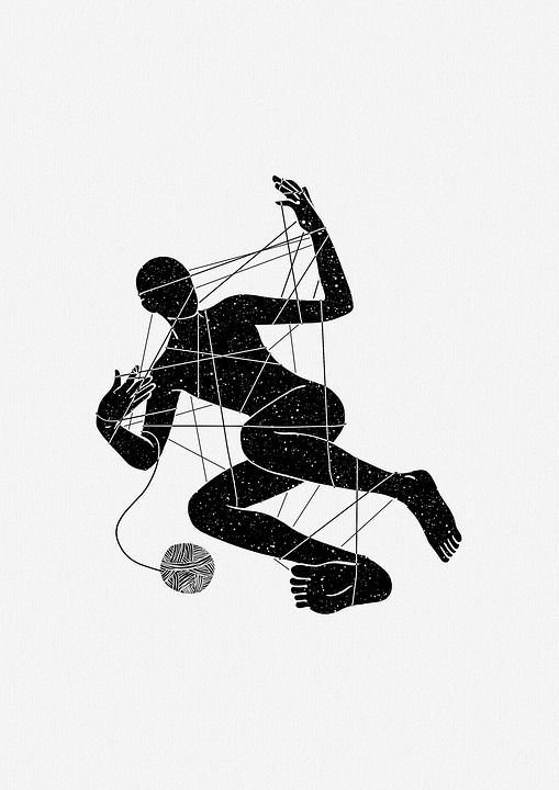 想象力, 创造力, 插画师, 绘画, 黑和白, 线, 纠缠, 遇险, 困境