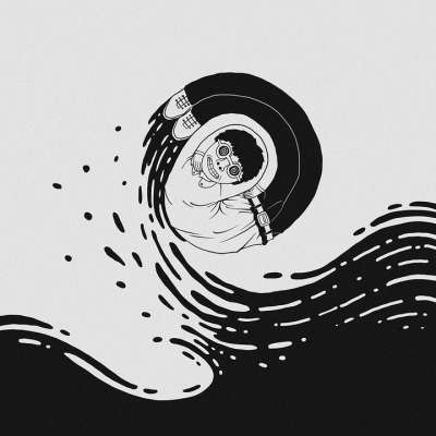 男人 转 超现实的 波浪 人 画画 卡通片 绘画 想象力 幻想
