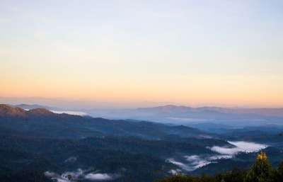 鳕鱼的孤独。 山 彭世洛 旅游景点 观点 山。 自然 多雾路段