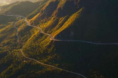 山口 山 日出 路 景观 山脉 自然 风景 风景秀丽的 日出