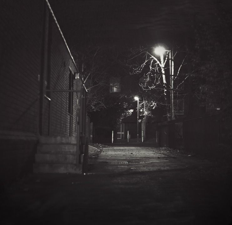 夜晚, 城市的, 黑暗的, 街道, 晚上, 黄昏, 场景, 伦敦, 爬行