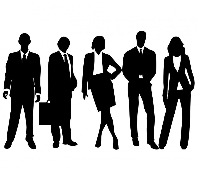 人们, 男人, 女性, 女士, 商人, 商界女强人, 黑色的, 轮廓, 套装