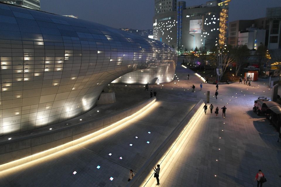 现代, 救援, 夜景, 晚上, 在晚上, 城市, 汉城, 东大门历史文化公园