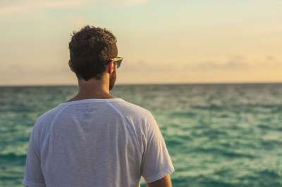 人们 看着 地平线 背部 人 户外的 海滩 海 夏天 海洋