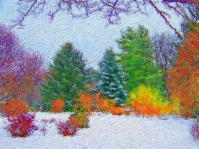 树木 雪 绘画 艺术 圣诞节