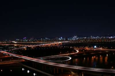 夜空 路 夜景 车道 韩国之夜 光 景观 韩国 章印象 晚上