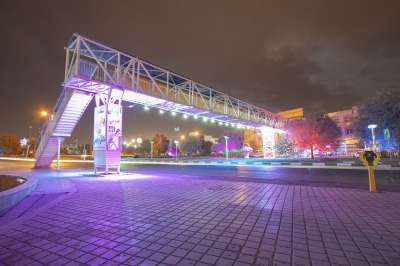 城市 路 夜晚 行人天桥 行人桥 立交桥 城市的 灯 大街