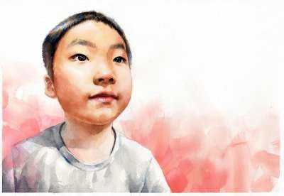 肖像水彩 水彩 艺术 艺术品 工作 亚洲人 绘画 肖像 儿童