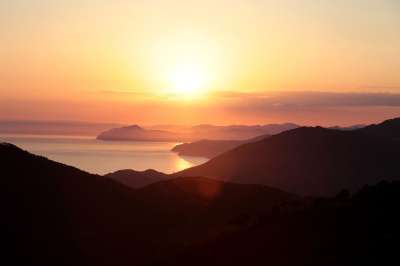 意大利 日落 景观 海 山 阳光 蒙特罗索 五渔村 夏天
