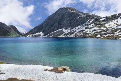挪威 湖 景观 山 云 亲爱的