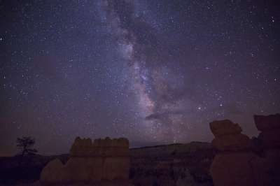 银河 星空 峡谷 晚 明星 星系