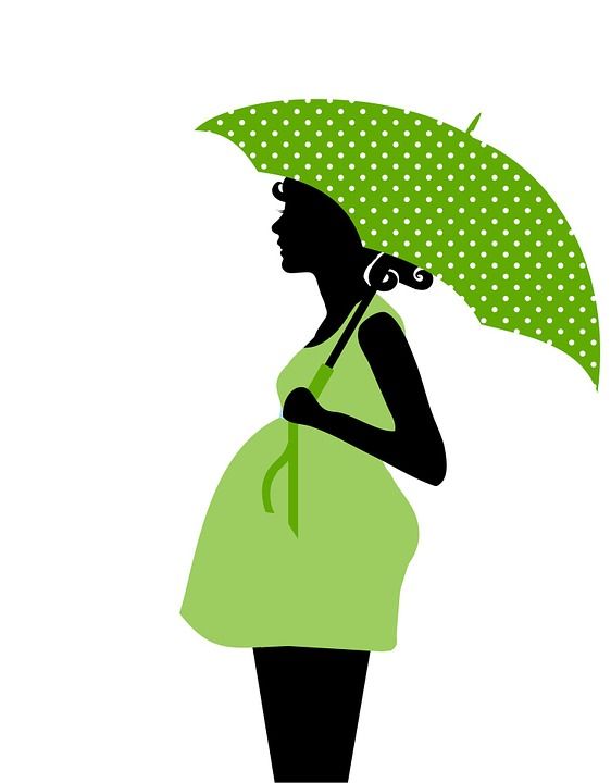 女士 怀孕 女性 孕 期待 黑色的 轮廓 绿色 雨伞