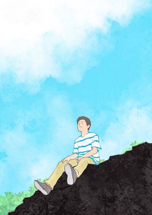 照明 想象力 创造力 画画 绘画 黑和白 男孩 天空 云