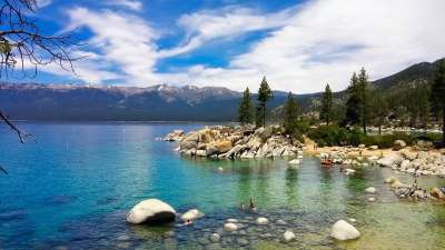 太浩湖 景观 自然 户外 旅游 假期 人们 反思 水 森林