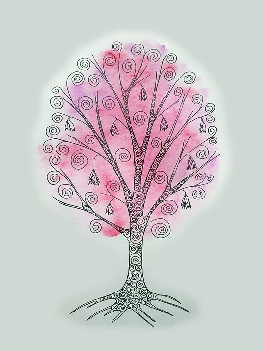树 工厂 行李箱 幻想 轮廓 卷发 魔法 水彩 画画 艺术家