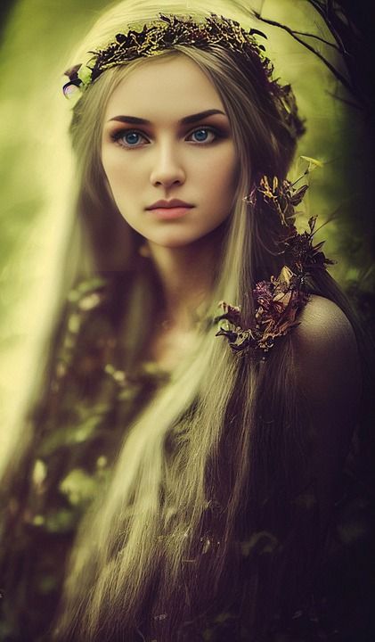女士 森林 生成的Ai 美丽 肖像 幻想 童话故事 精灵 女孩