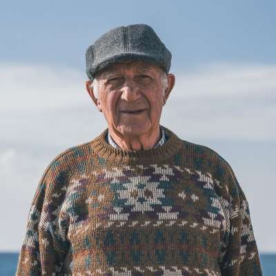 男人 海 内容 目睹 平静的 年龄 老年 老人 老的