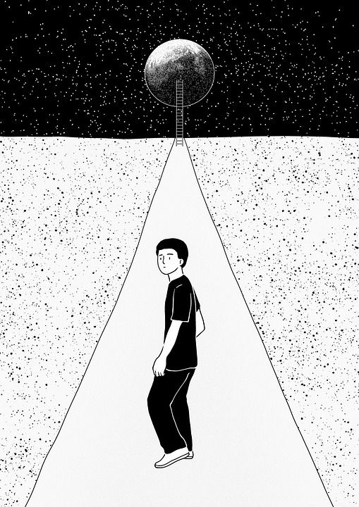 照明 想象力 创造力 画画 绘画 黑和白 童话故事 幻想 男孩
