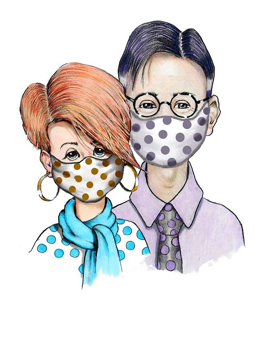 夫妻 面具 流行病 Covid Covid19 戴口罩 圆点面具