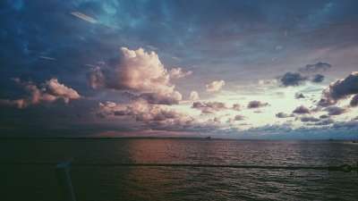 日落 海 云 船 紫色的 紫色 北海 余辉 太阳 距离 情绪
