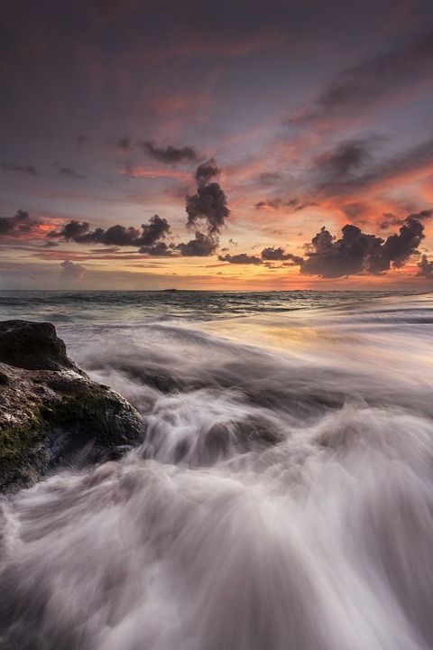 日落 海浪 海滩 海 天空 水 波浪 地平线 放松 风景