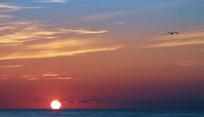 日落 海 前夕 北海 晚上的气氛 夕阳海 水 云 浪漫 湖