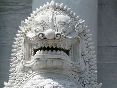 狮子头 寺庙守护者 泰国 狮子 雕塑 寺复杂