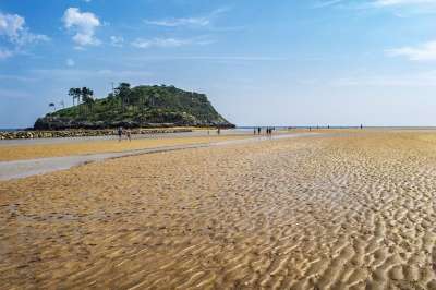 退潮 海 景观 岛 沙
