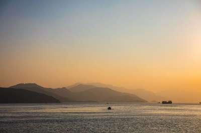 海洋 日落 香港 黄昏 晚上 海 景观 自然 海洋 香港