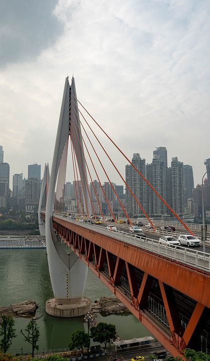 河 船 桥 路 城市 街道视图 山景 户外的 城市的 景观