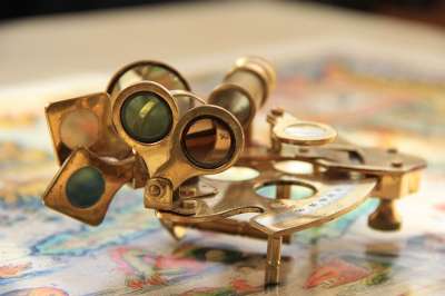 仪器 旧 六分仪 量角器 地图 旅行 发现 规划