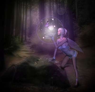 仙女 幻想 光 森林 夜晚 魔法 女士 童话 女孩 梦