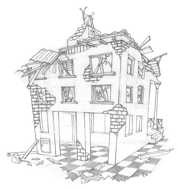 房子 废墟 画画 设计 破坏 建造
