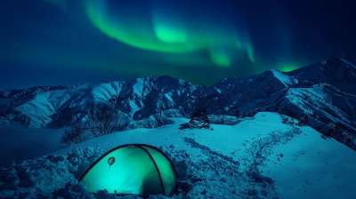 极光 光芒 极圈 天空 下雪的 雪 冬天 国家 自然 山
