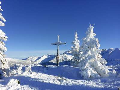 叉 冬天 顶十字架 阿尔卑斯山 山 雪 施蒂里亚 奥地利 滑雪场