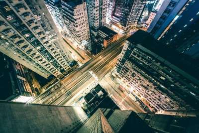 结构 建筑物 城市 市中心 夜晚 路 街道 城市的