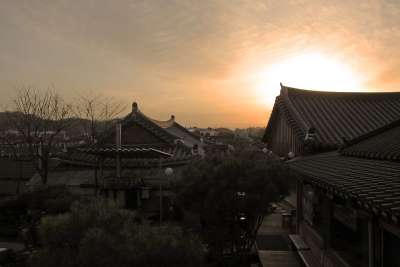 韩国 房屋 日落 剪影 结构 古老的 秋天 历史的 地标 天空