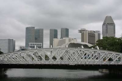 新加坡 桥 建造 路 摩天大楼 亚洲 城市景观 云 旅行